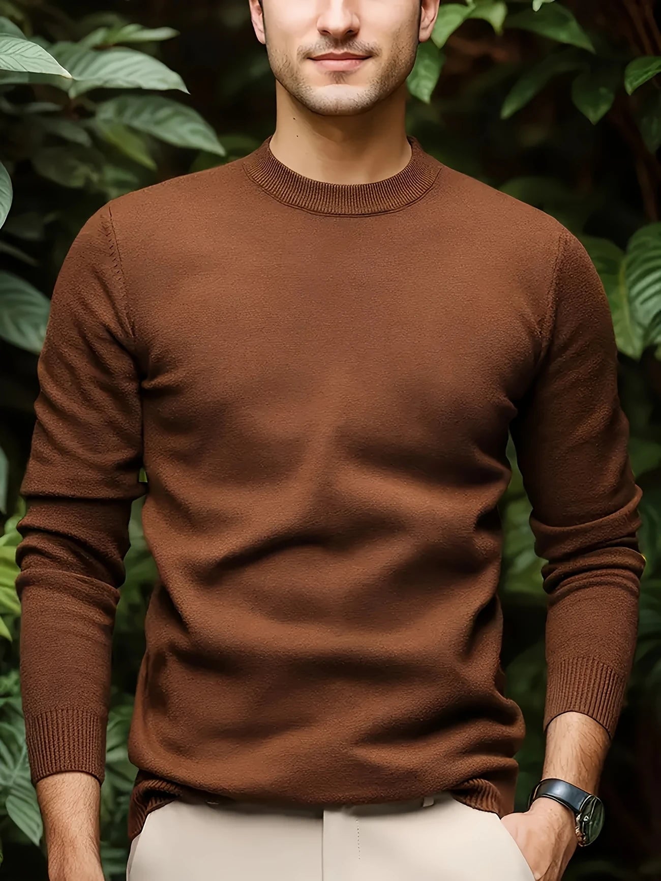 Rundhals Strickpullover für Herren