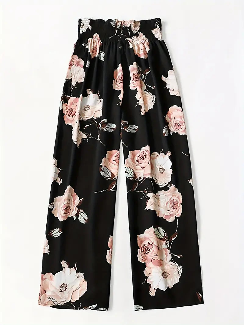 Hose mit weitem Bein und Blumendruck