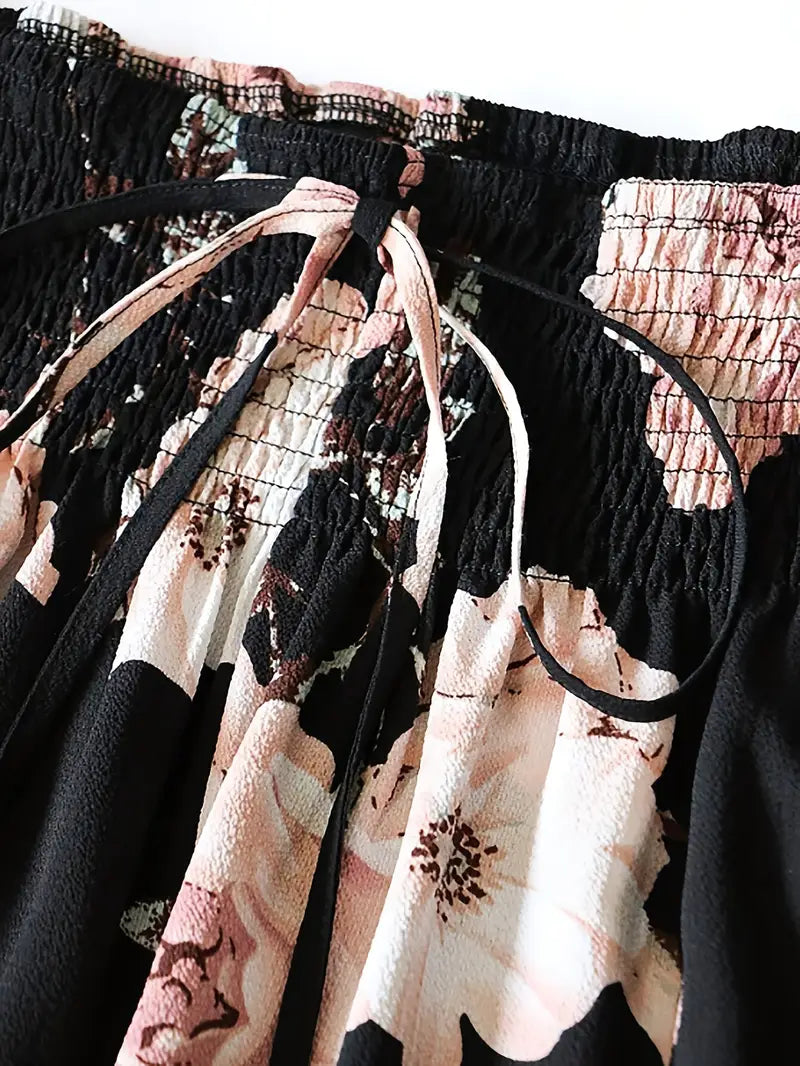 Hose mit weitem Bein und Blumendruck