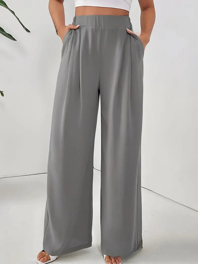 Stilvolle Weite Hose für Damen mit elastischem Bund und zwei Taschen