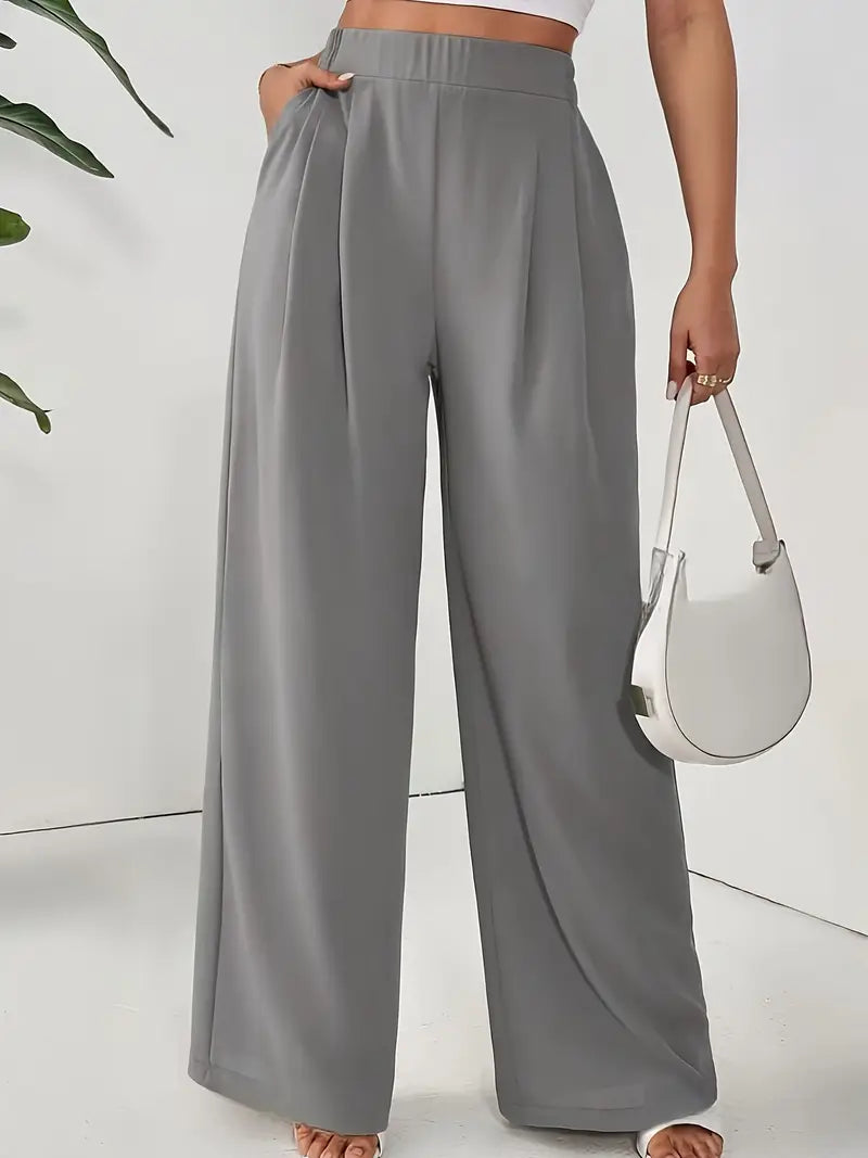 Stilvolle Weite Hose für Damen mit elastischem Bund und zwei Taschen
