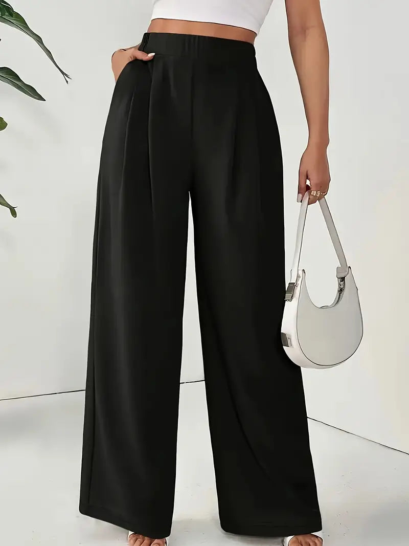 Stilvolle Weite Hose für Damen mit elastischem Bund und zwei Taschen