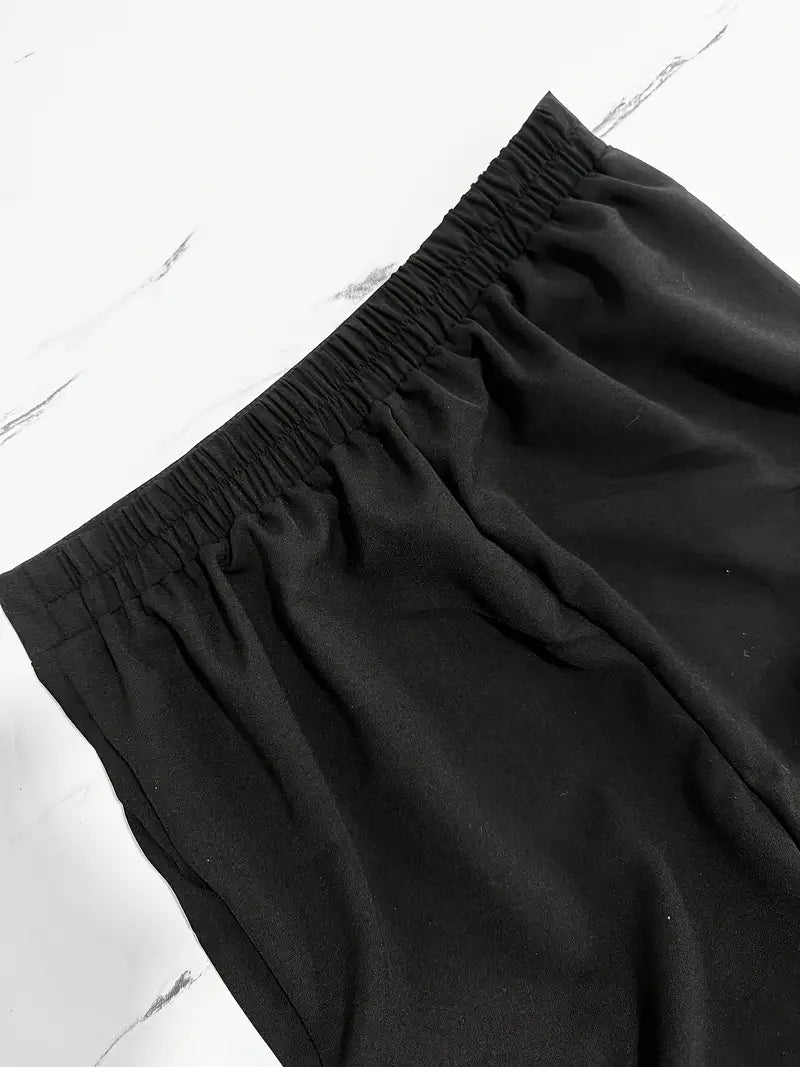 Stilvolle Weite Hose für Damen mit elastischem Bund und zwei Taschen