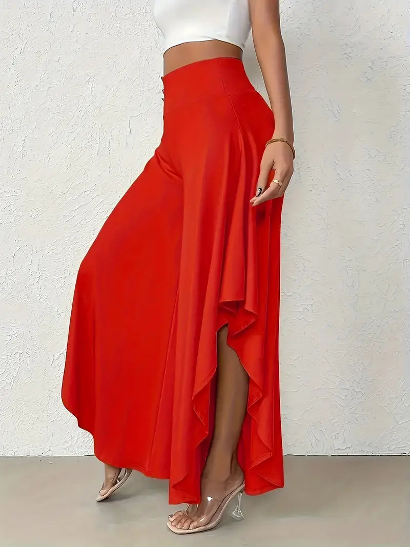 Hose mit weitem Bein und hoher Taille