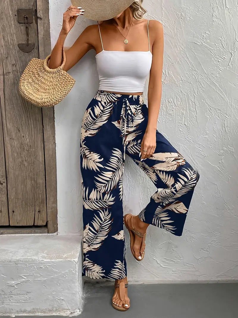 Hose mit weitem Bein und Blumendruck