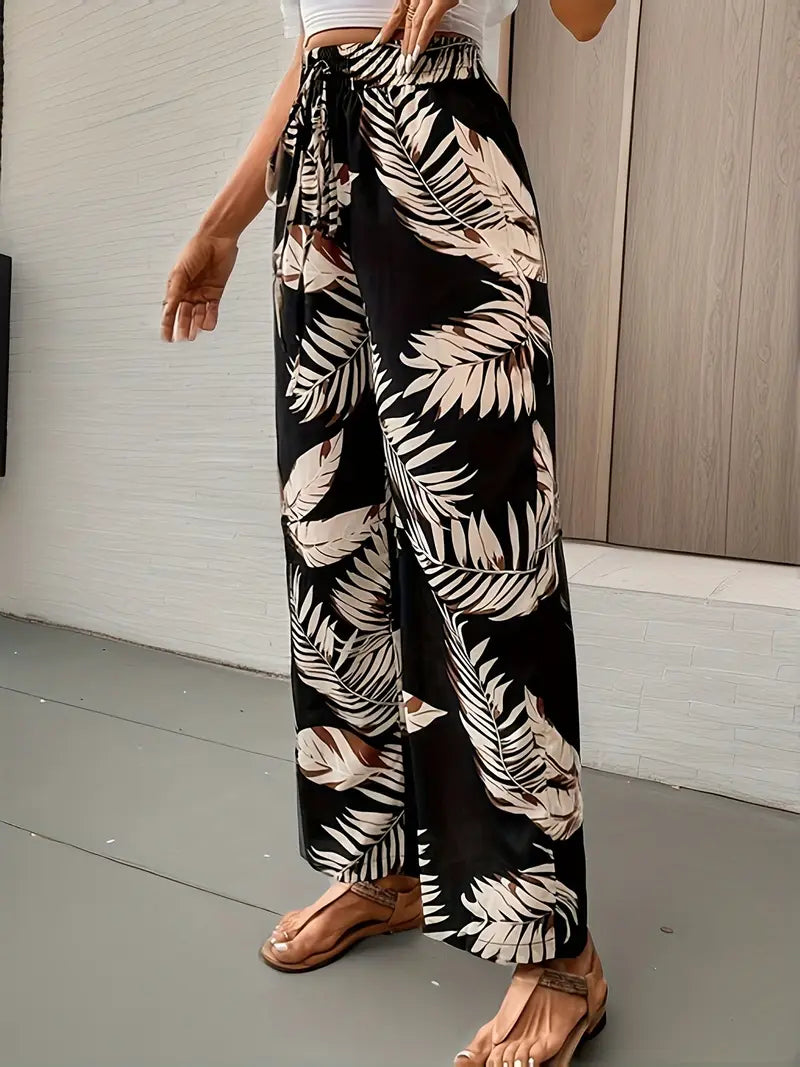 Hose mit weitem Bein und Blumendruck