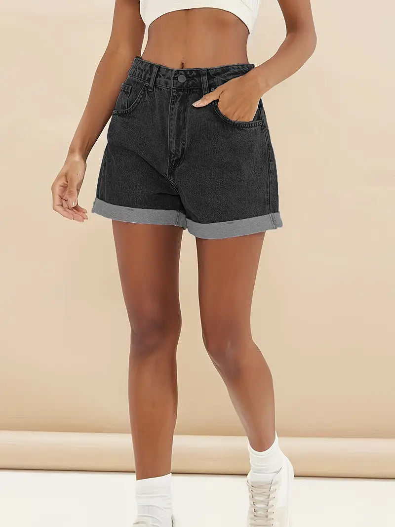 Lässige Sommer High-Waist Jeanshorts