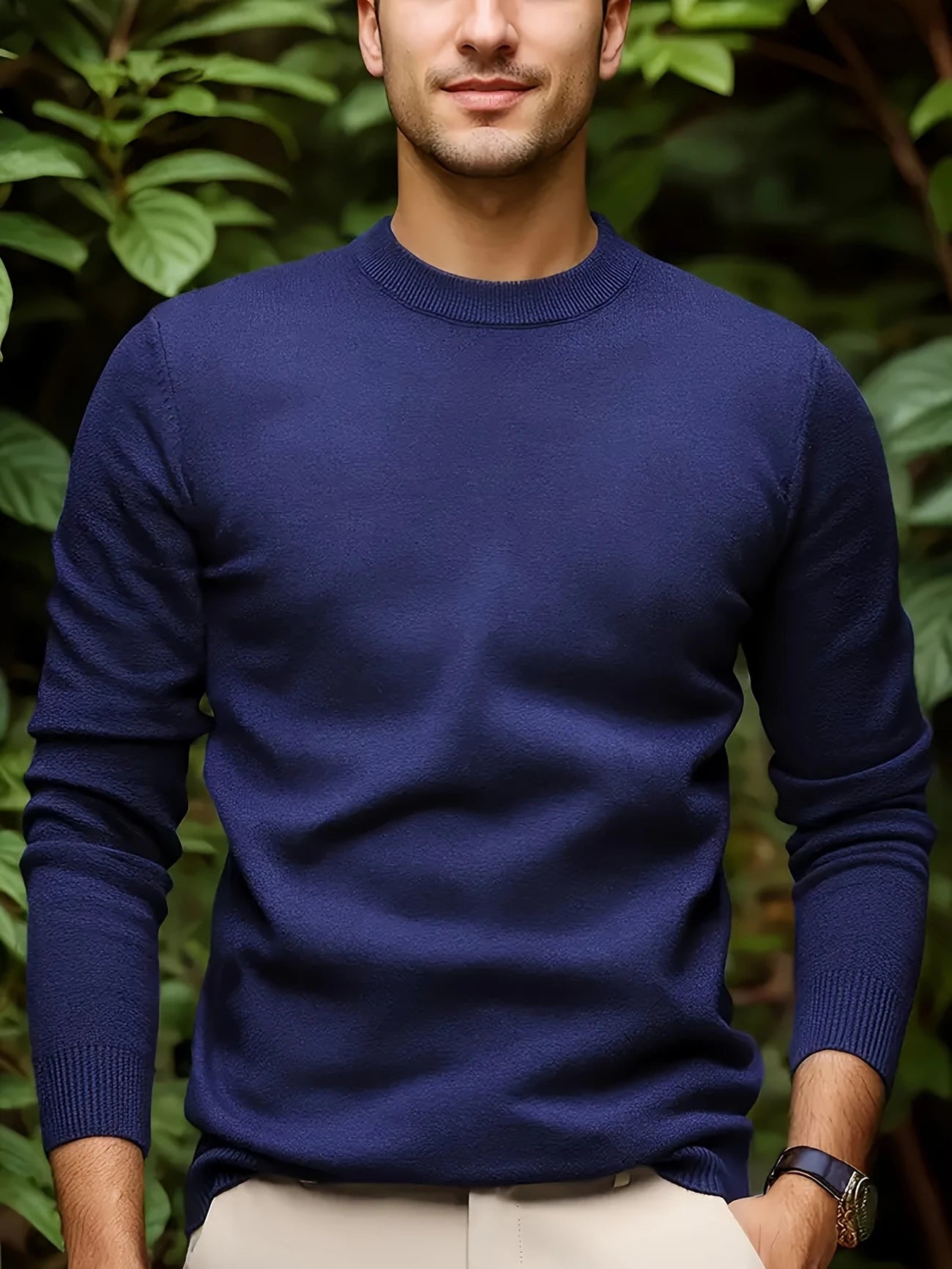Rundhals Strickpullover für Herren