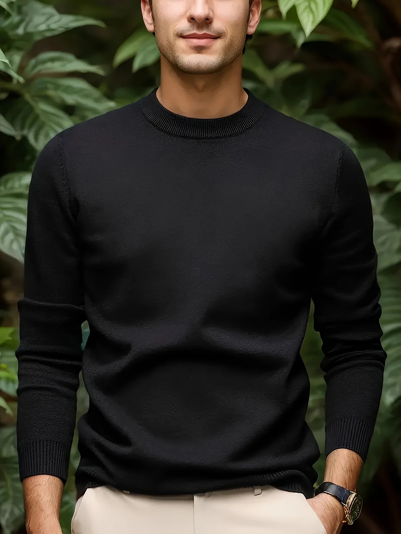 Rundhals Strickpullover für Herren