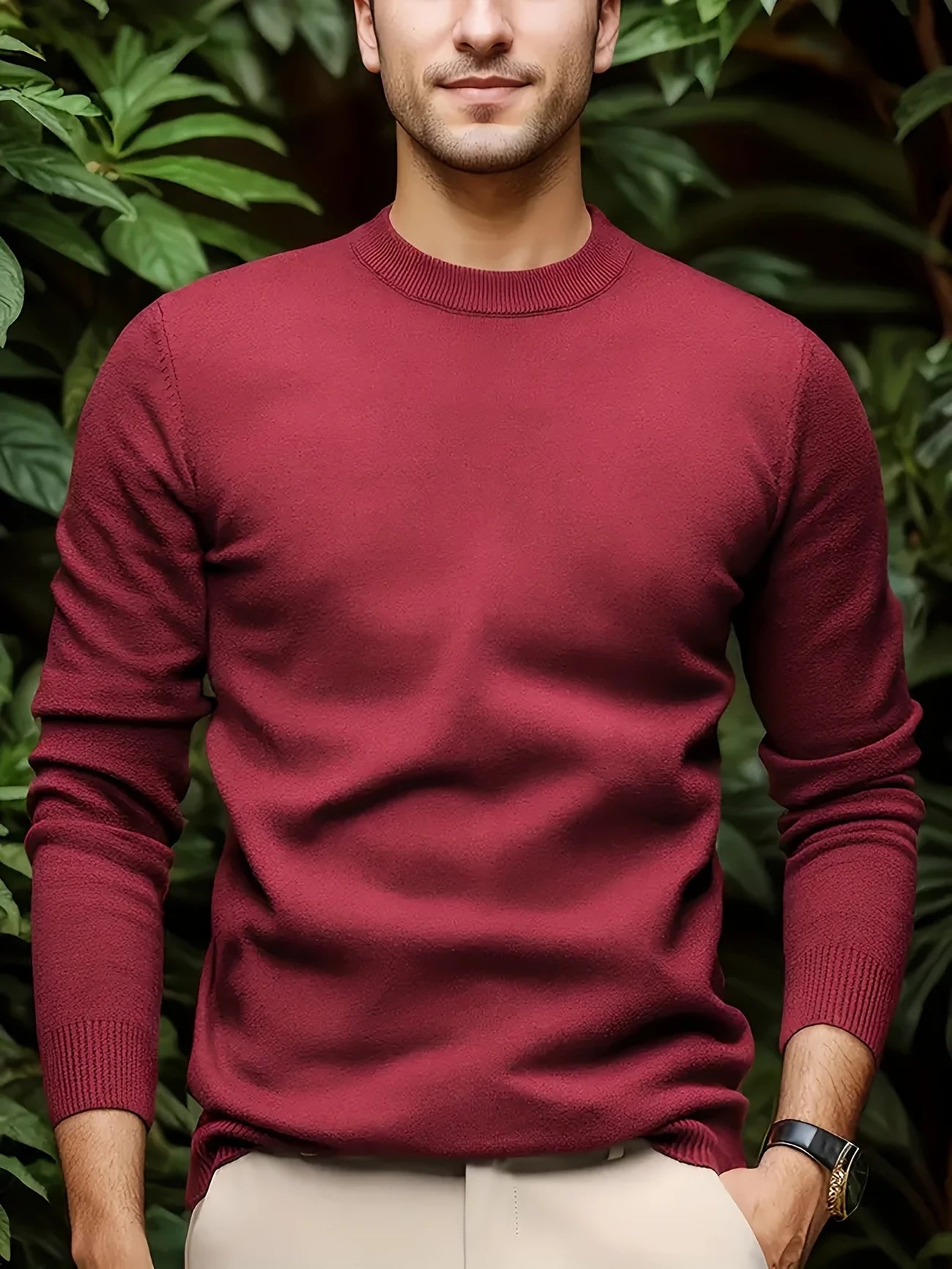 Rundhals Strickpullover für Herren
