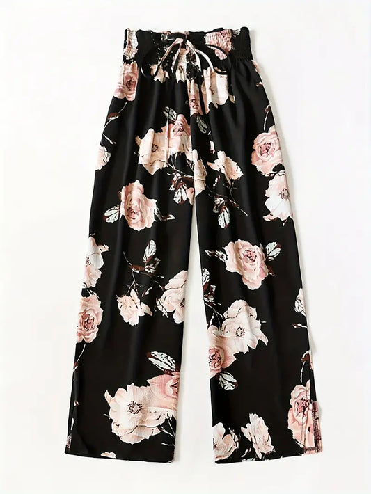 Hose mit weitem Bein und Blumendruck