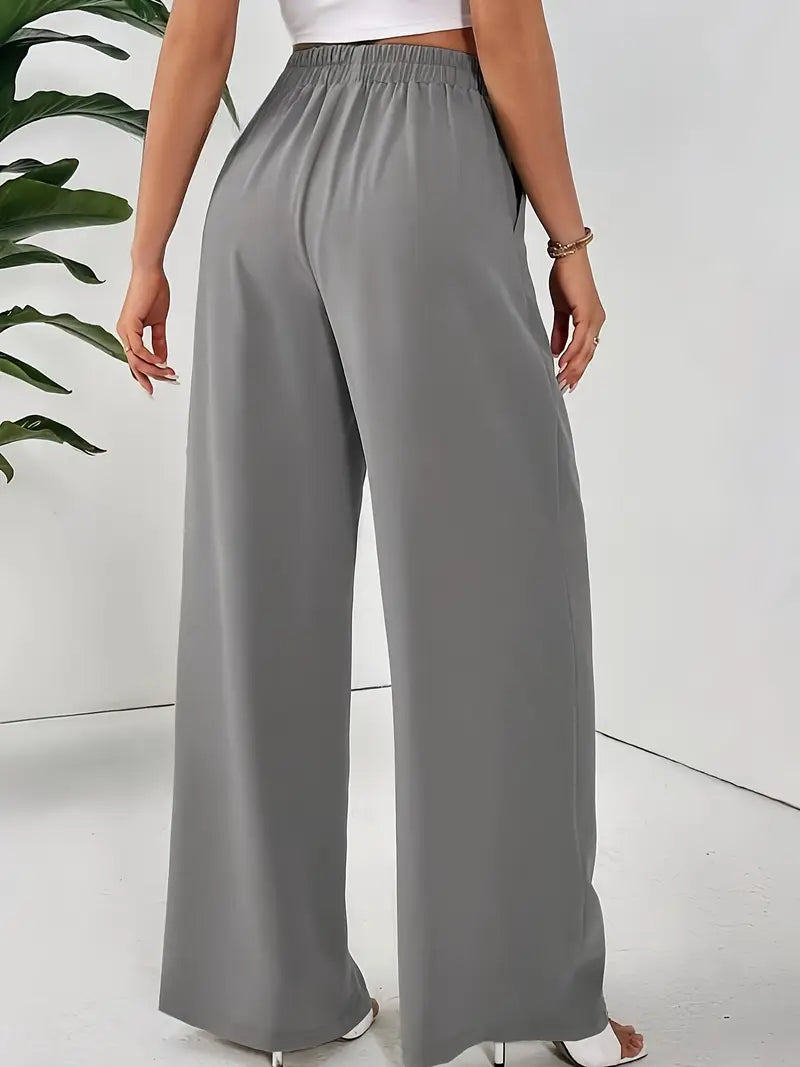Stilvolle Weite Hose für Damen mit elastischem Bund und zwei Taschen