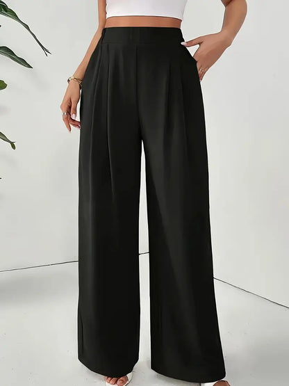 Stilvolle Weite Hose für Damen mit elastischem Bund und zwei Taschen