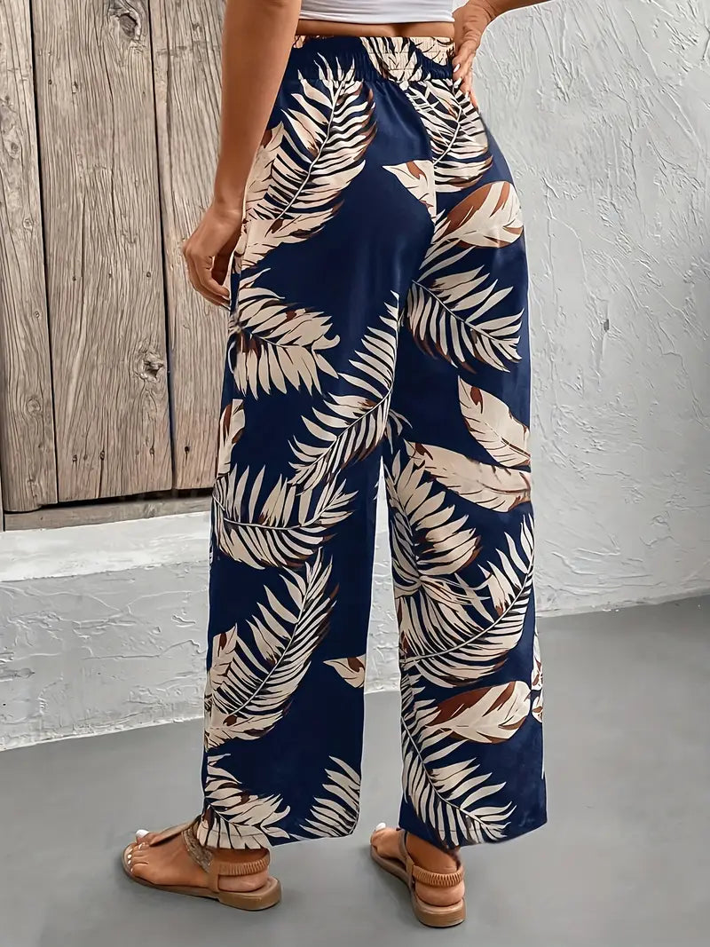 Hose mit weitem Bein und Blumendruck