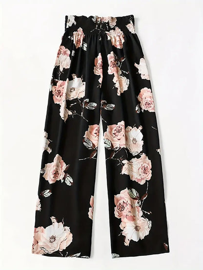 Hose mit weitem Bein und Blumendruck